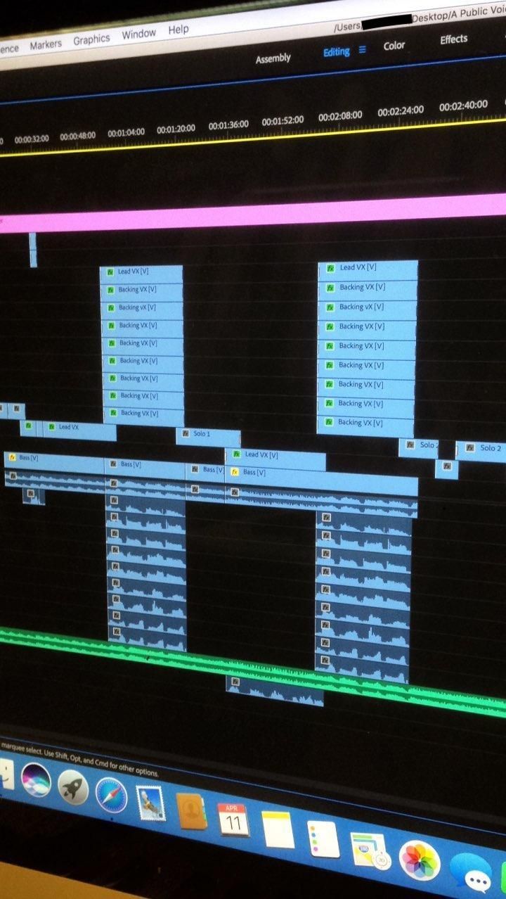 Video editing screenshot showing a few video tracks that made up the music video